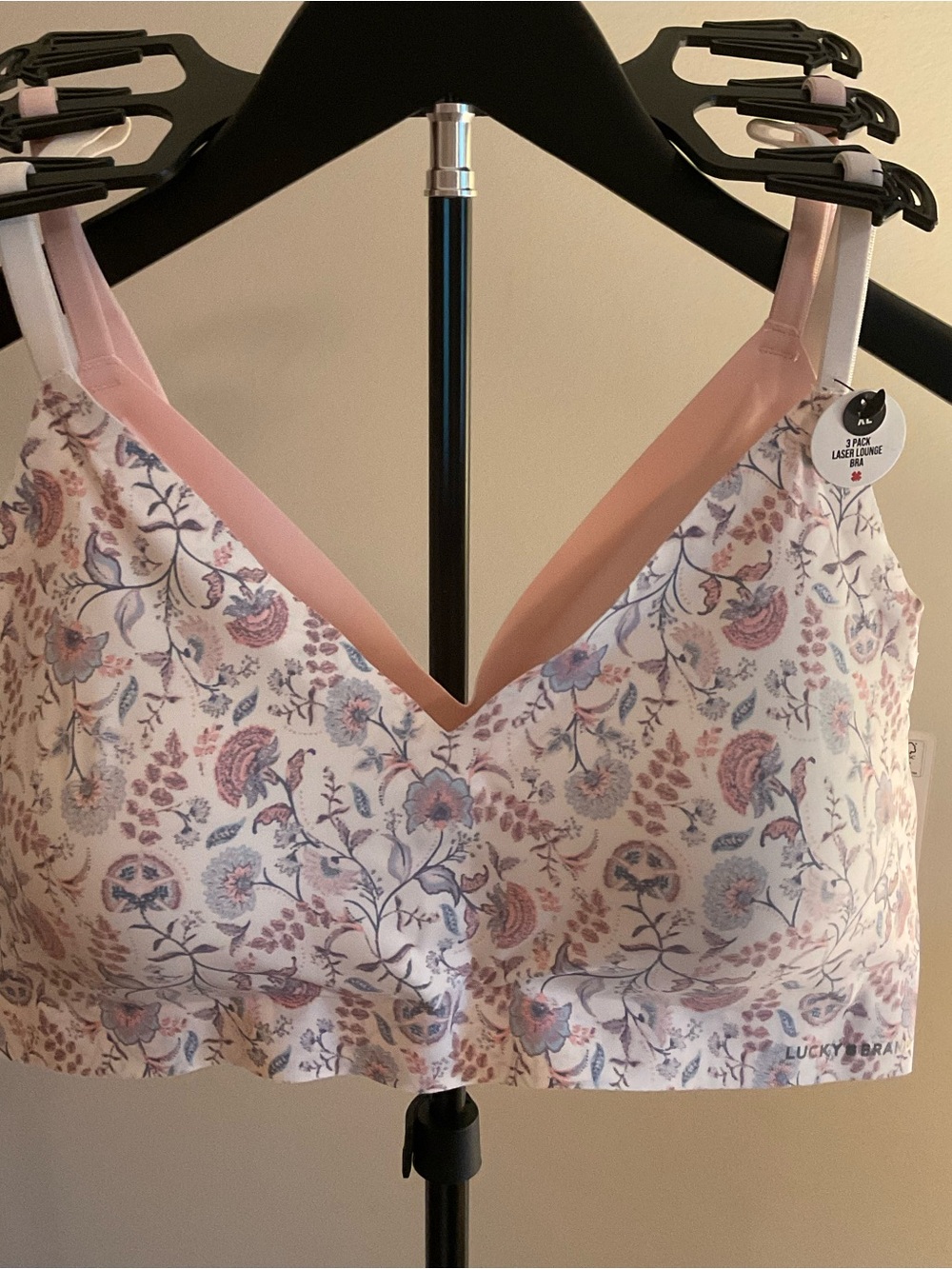 Lucky Brand Pink qty 3 - Floral, Pink and Blue Wireless Bralette Sz XL